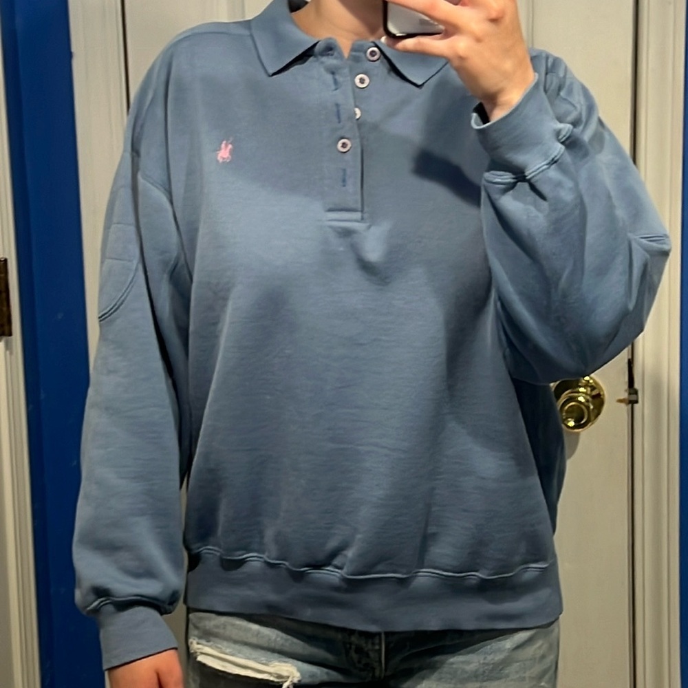 TWO Polo Ralph Lauren Pullovers. Size Small/Medium. Light Blue and Red.